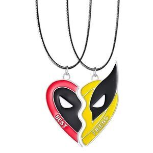 NWT Deadpool & Wolverine Necklace Matching Best Friends Half Heart Shaped